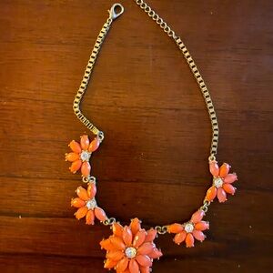 J. Crew Vibrant Orange Floral Necklace
